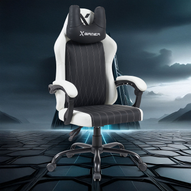 silla gaming blanco negro titan piel sintetica brazos abatibles cojin reposacabezas reposacabezas 10