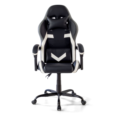 silla gaming blanco negro mist piel sintetica brazos abatibles cojin reposacabezas reposacabezas 3