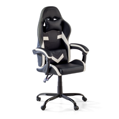 silla gaming blanco negro mist piel sintetica brazos abatibles cojin reposacabezas reposacabezas 1