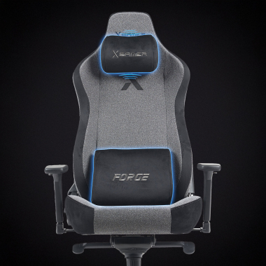 silla gaming gris forge tela brazos regulables 3d cojin lumbar y cervical reposacabezas 6