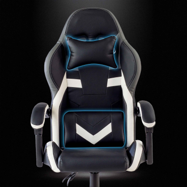 silla gaming blanco negro mist piel sintetica brazos abatibles cojin reposacabezas reposacabezas 7