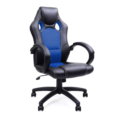 silla gaming azul racer piel sintetica brazos fijos 1