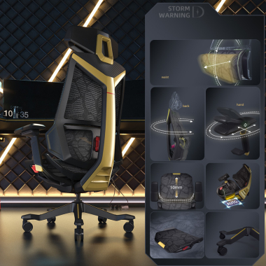 silla gaming amarillo blooddragon malla brazos regulables 6d soporte lumbar reposacabezas 3