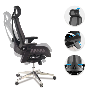 silla ergonomica negro thunder malla brazos regulables 3d soporte lumbar reposacabezas 3