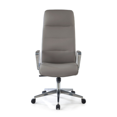 sillon de oficina gris respaldo alto piel sintetica brazos tapizados 3