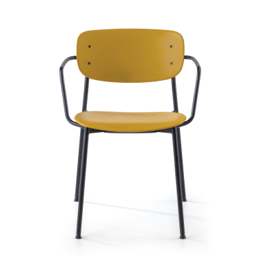 silla confidente amarillo con brazos plastico brazos fijos 3