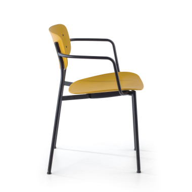 silla confidente amarillo con brazos plastico brazos fijos 4