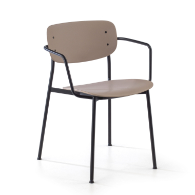 silla confidente beige con brazos plastico brazos fijos 1