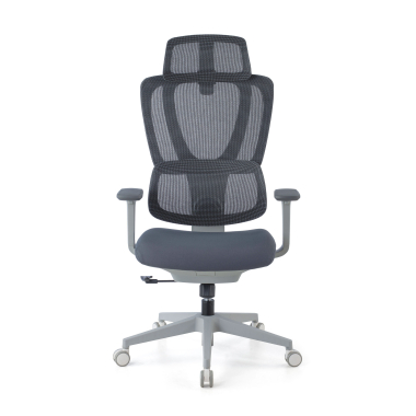 silla ergonomica blanco gris essenza malla brazos regulables 3d doble soporte lumbar reposacabezas 3
