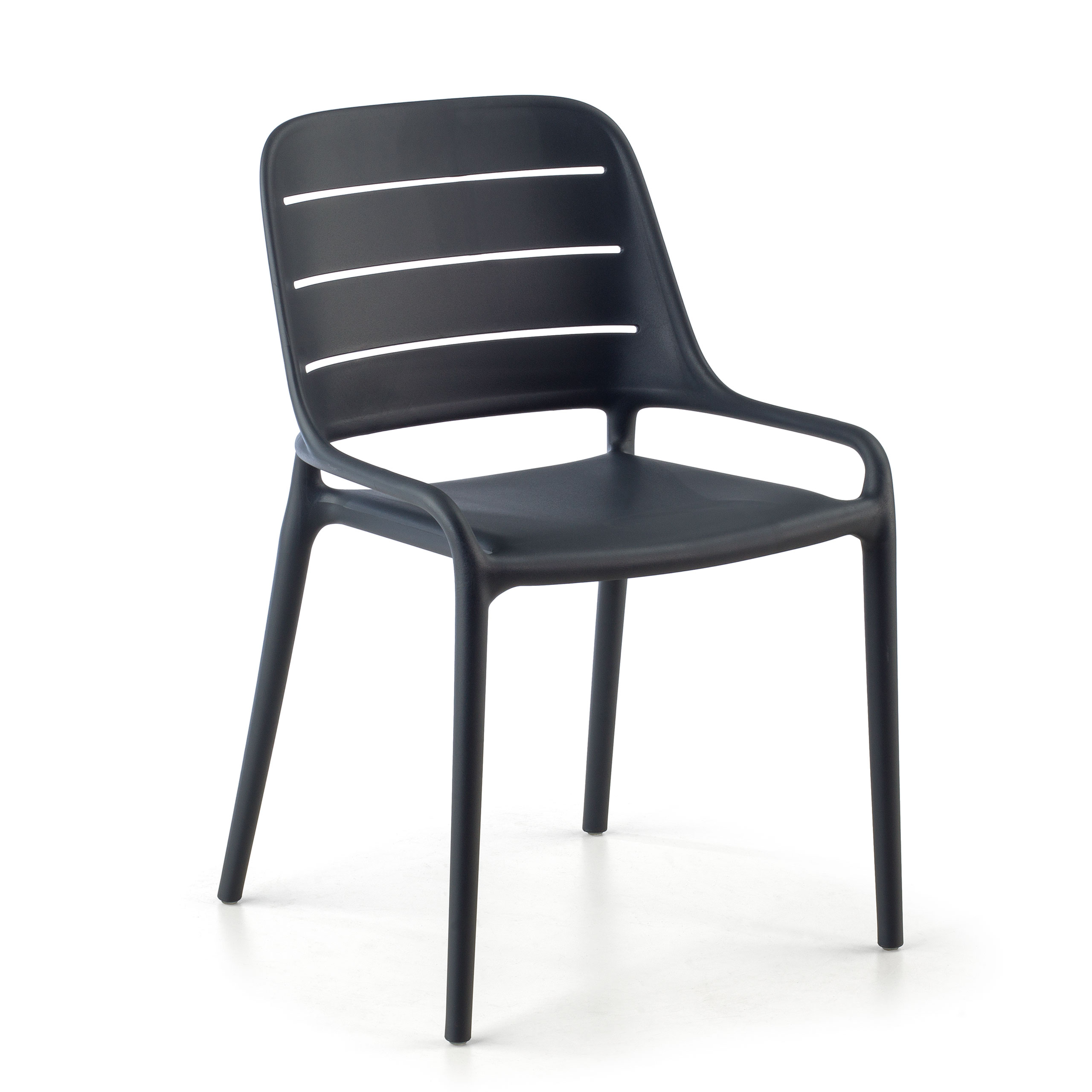 Silla apilable en polipropileno Helda, respaldo envolvente