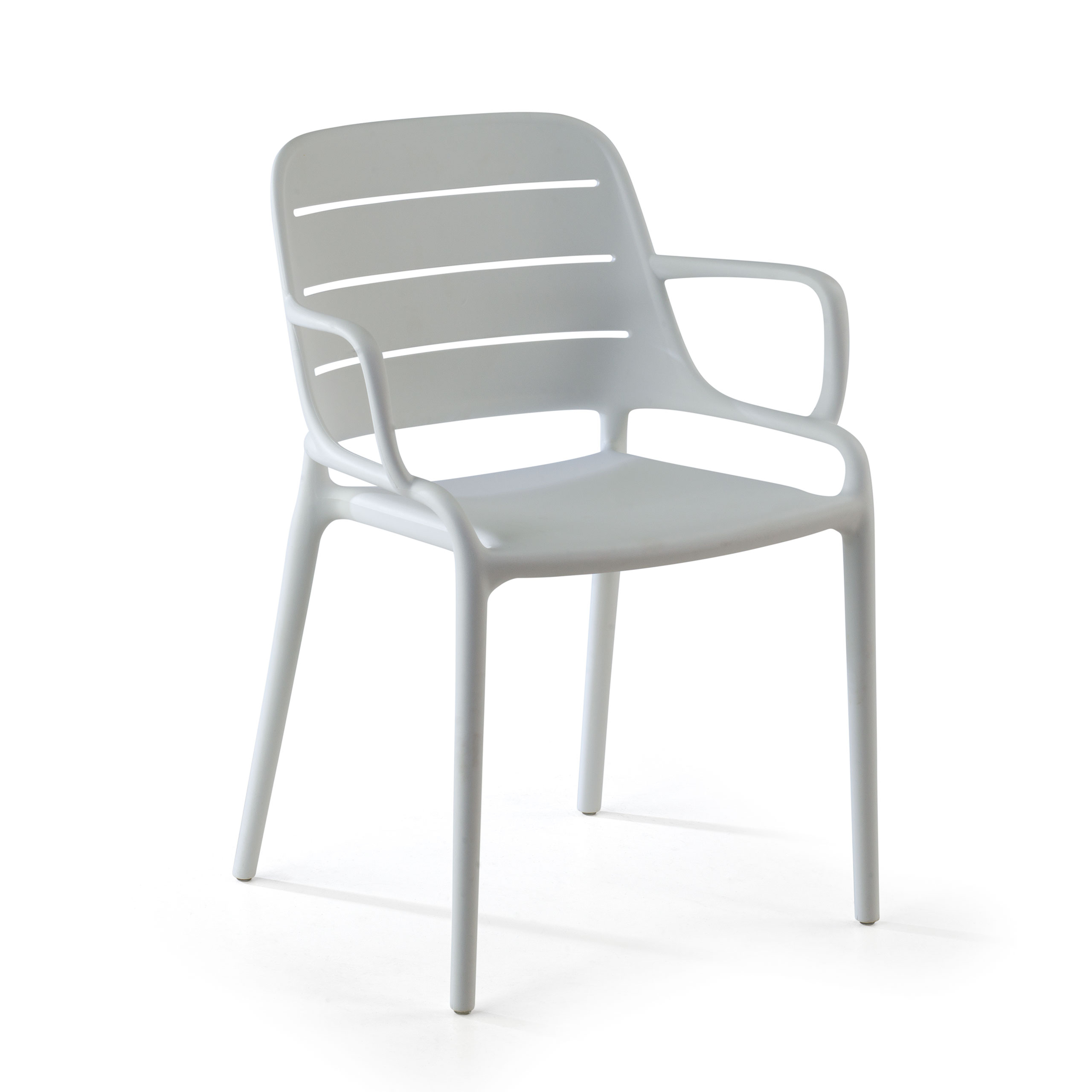 Silla apilable para exterior en polipropileno Helda con reposabrazos