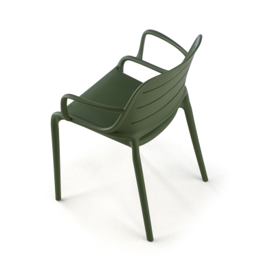 silla confidente verde con brazos plastico brazos fijos 10