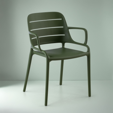silla confidente verde con brazos plastico brazos fijos 7