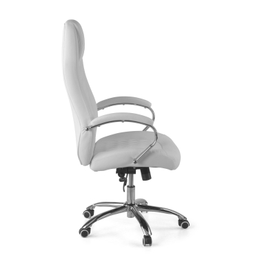 sillon de oficina blanco pioneer piel sintetica brazos tapizados 4
