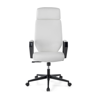 sillon de oficina blanco saranto piel sintetica brazos fijos 3