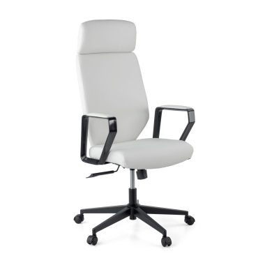 sillon de oficina blanco saranto piel sintetica brazos fijos 1