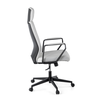 sillon de oficina blanco saranto piel sintetica brazos fijos 7