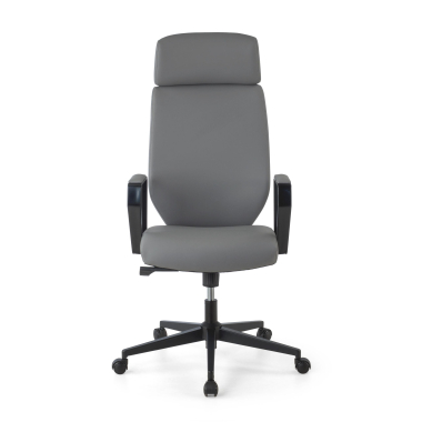sillon de oficina gris saranto piel sintetica brazos fijos 3