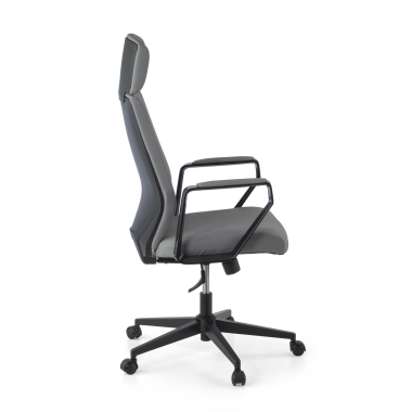 sillon de oficina gris saranto piel sintetica brazos fijos 6