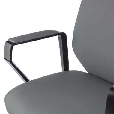 sillon de oficina gris saranto piel sintetica brazos fijos 7
