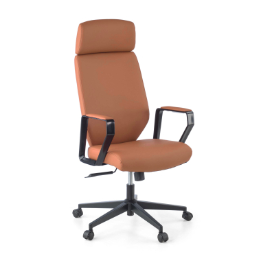 sillon de oficina marron saranto piel sintetica brazos fijos 1