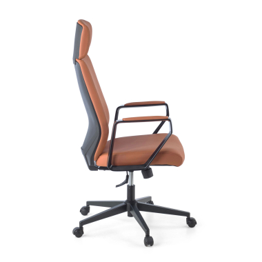 sillon de oficina marron saranto piel sintetica brazos fijos 4