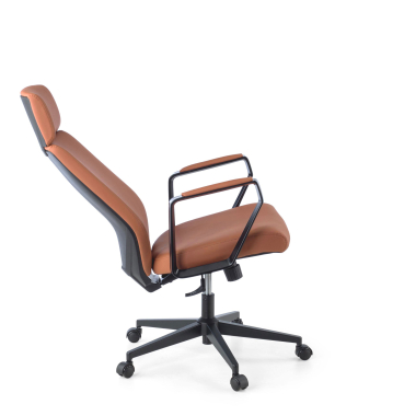 sillon de oficina marron saranto piel sintetica brazos fijos 5