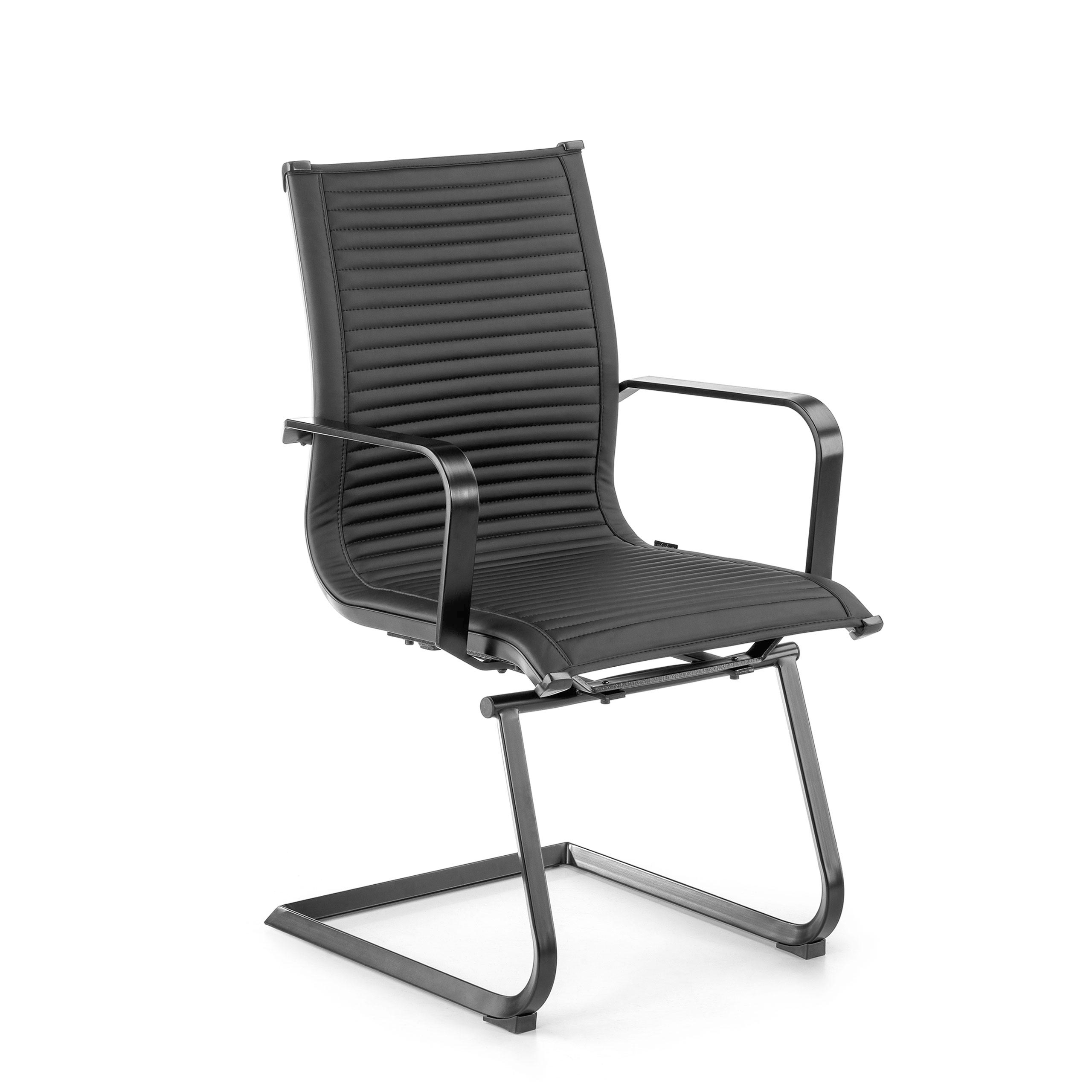 Sillón Confidente de Oficina Brenton, estructura negra, ecopiel