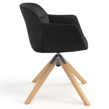 silla nordica negro giratoria madera piel sintetica brazos tapizados 3