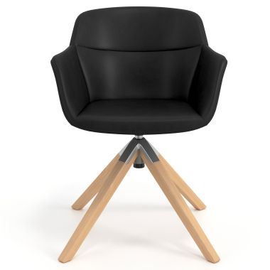 silla nordica negro giratoria madera piel sintetica brazos tapizados 4