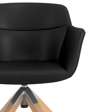silla nordica negro giratoria madera piel sintetica brazos tapizados 5