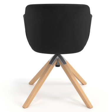silla nordica negro giratoria madera piel sintetica brazos tapizados 6