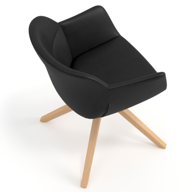 silla nordica negro giratoria madera piel sintetica brazos tapizados 7