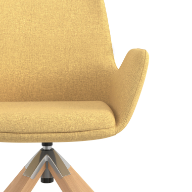 silla nordica amarillo giratoria madera tela brazos tapizados 5
