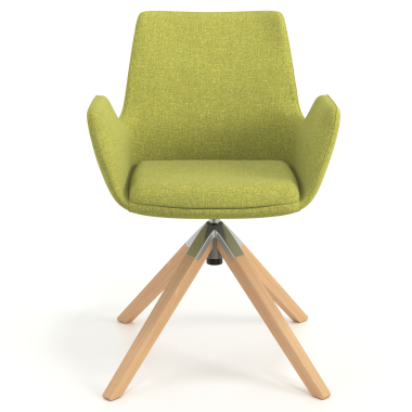 silla nordica verde giratoria madera tela brazos tapizados 4