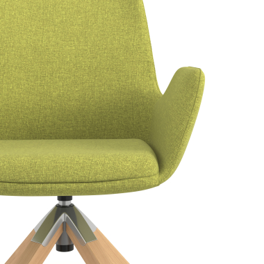 silla nordica verde giratoria madera tela brazos tapizados 5