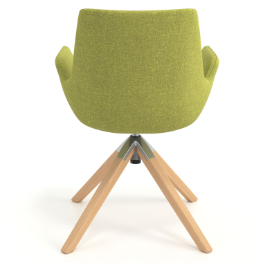 silla nordica verde giratoria madera tela brazos tapizados 6