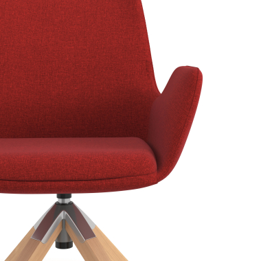 silla nordica rojo giratoria madera tela brazos tapizados 5