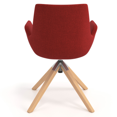 silla nordica rojo giratoria madera tela brazos tapizados 6