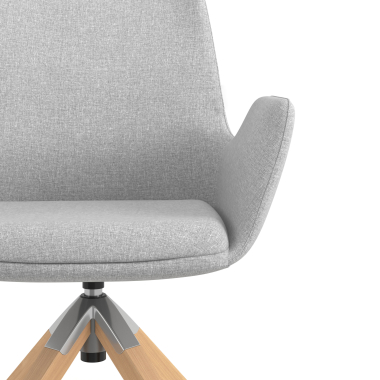 silla nordica gris giratoria madera tela brazos tapizados 5