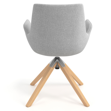 silla nordica gris giratoria madera tela brazos tapizados 6