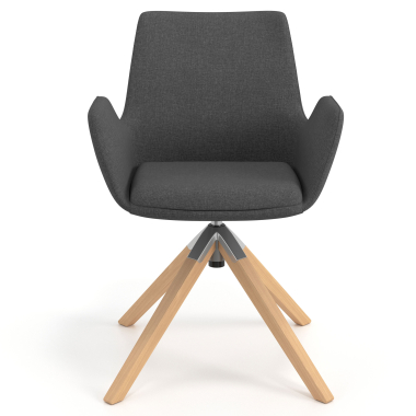 silla nordica antracita giratoria madera tela brazos tapizados 4