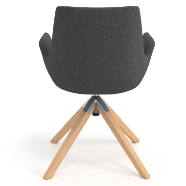 silla nordica antracita giratoria madera tela brazos tapizados 6