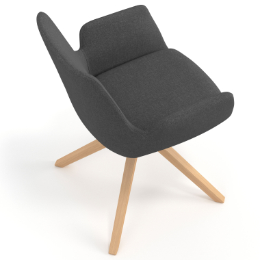 silla nordica antracita giratoria madera tela brazos tapizados 7