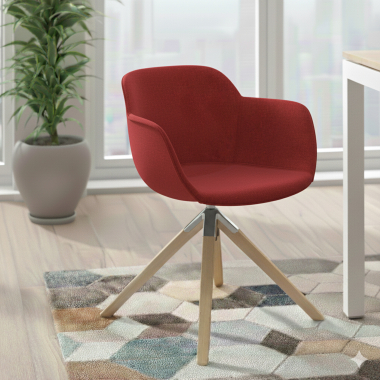 silla confidente rojo giratoria nadera tela brazos tapizados 2