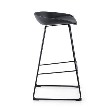 taburete de oficina negro taburete patas de metal piel sintetica sin brazos 4