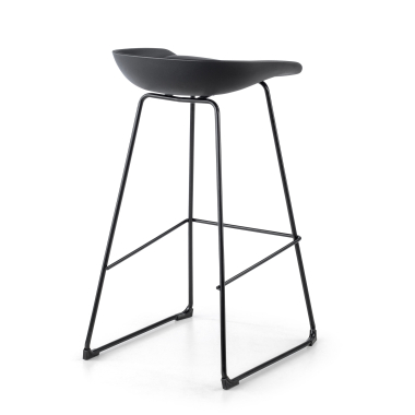 taburete de oficina negro taburete patas de metal piel sintetica sin brazos 7