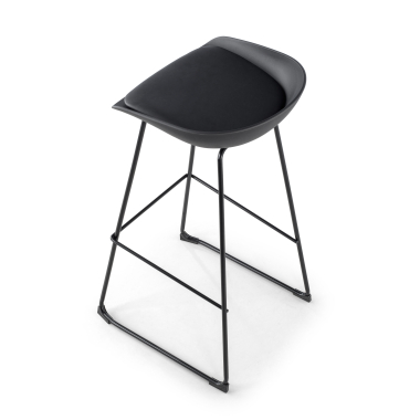 taburete de oficina negro taburete patas de metal piel sintetica sin brazos 6