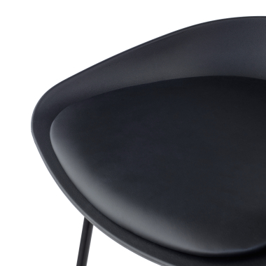 taburete de oficina negro taburete patas de metal piel sintetica sin brazos 5