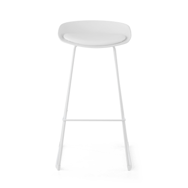 taburete de oficina blanco taburete patas de metal piel sintetica sin brazos 3